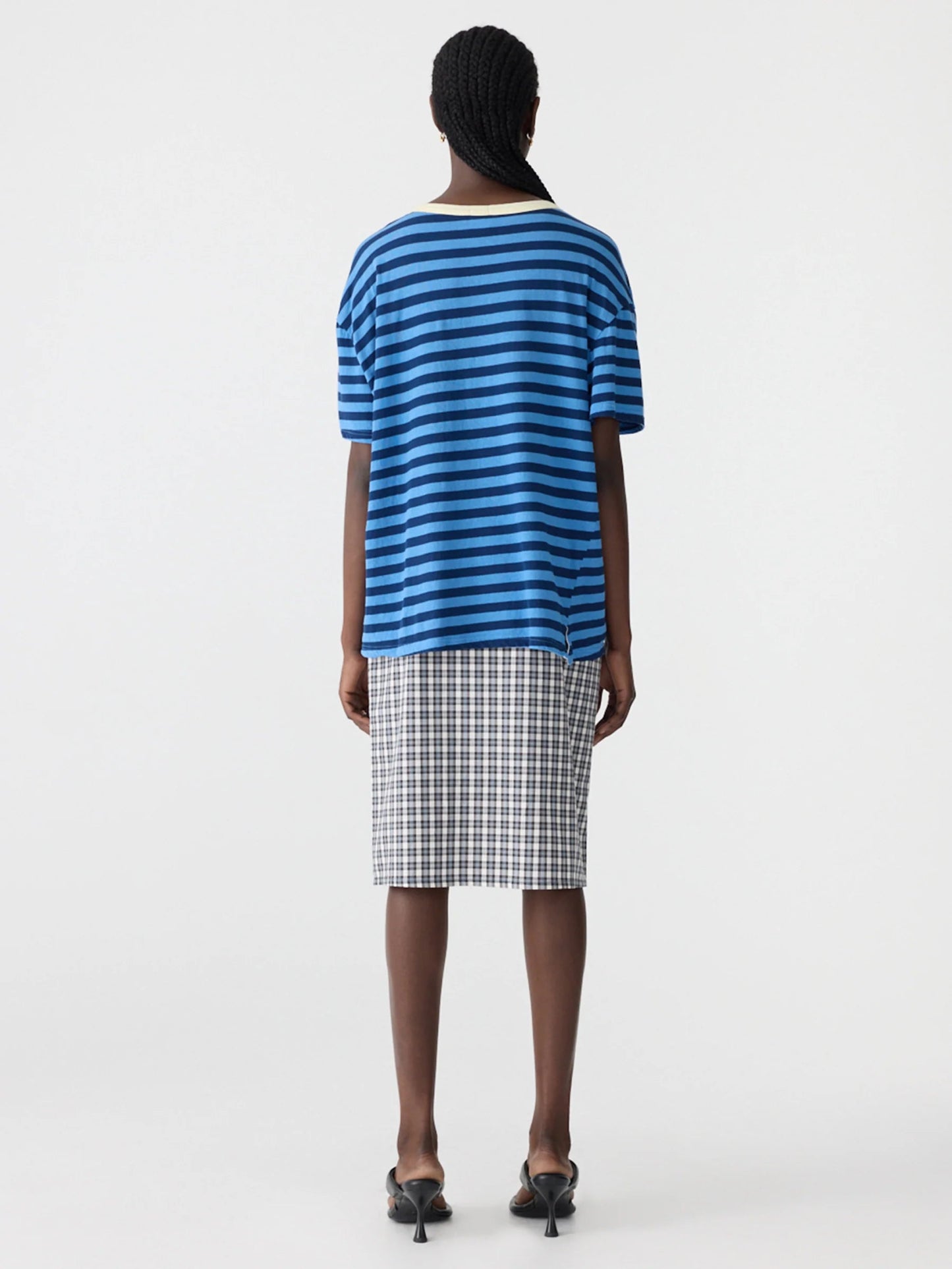 bassike | Stripe Boyfriend T-shirt | Light Blue/Navy | Palm Boutique