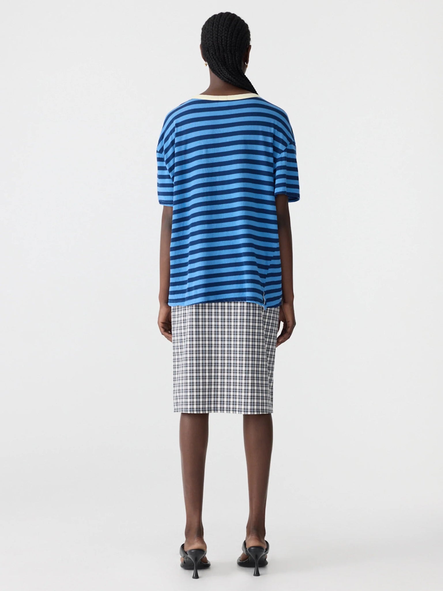 bassike | Stripe Boyfriend T-shirt | Light Blue/Navy | Palm Boutique