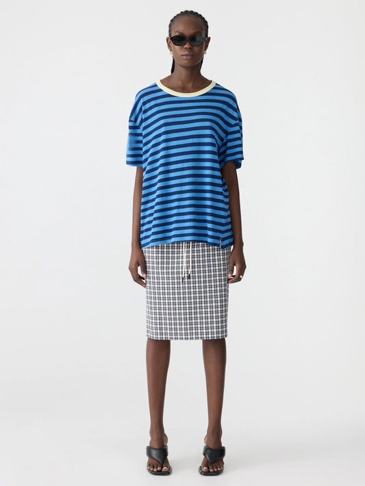 bassike | Stripe Boyfriend T-shirt | Light Blue/Navy | Palm Boutique