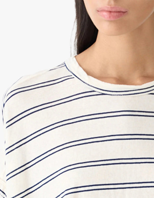 bassike | Stripe Circle T-shirt | Navy / Undyed Stripe | Palm Boutique