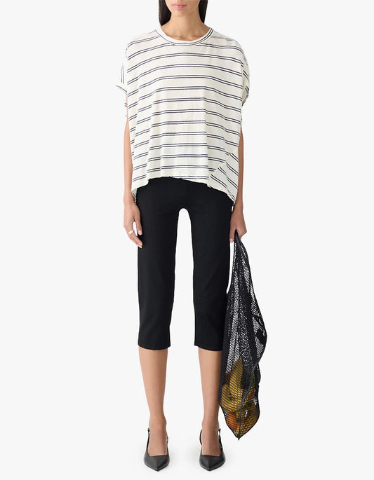 bassike | Stripe Circle T-shirt | Navy / Undyed Stripe | Palm Boutique