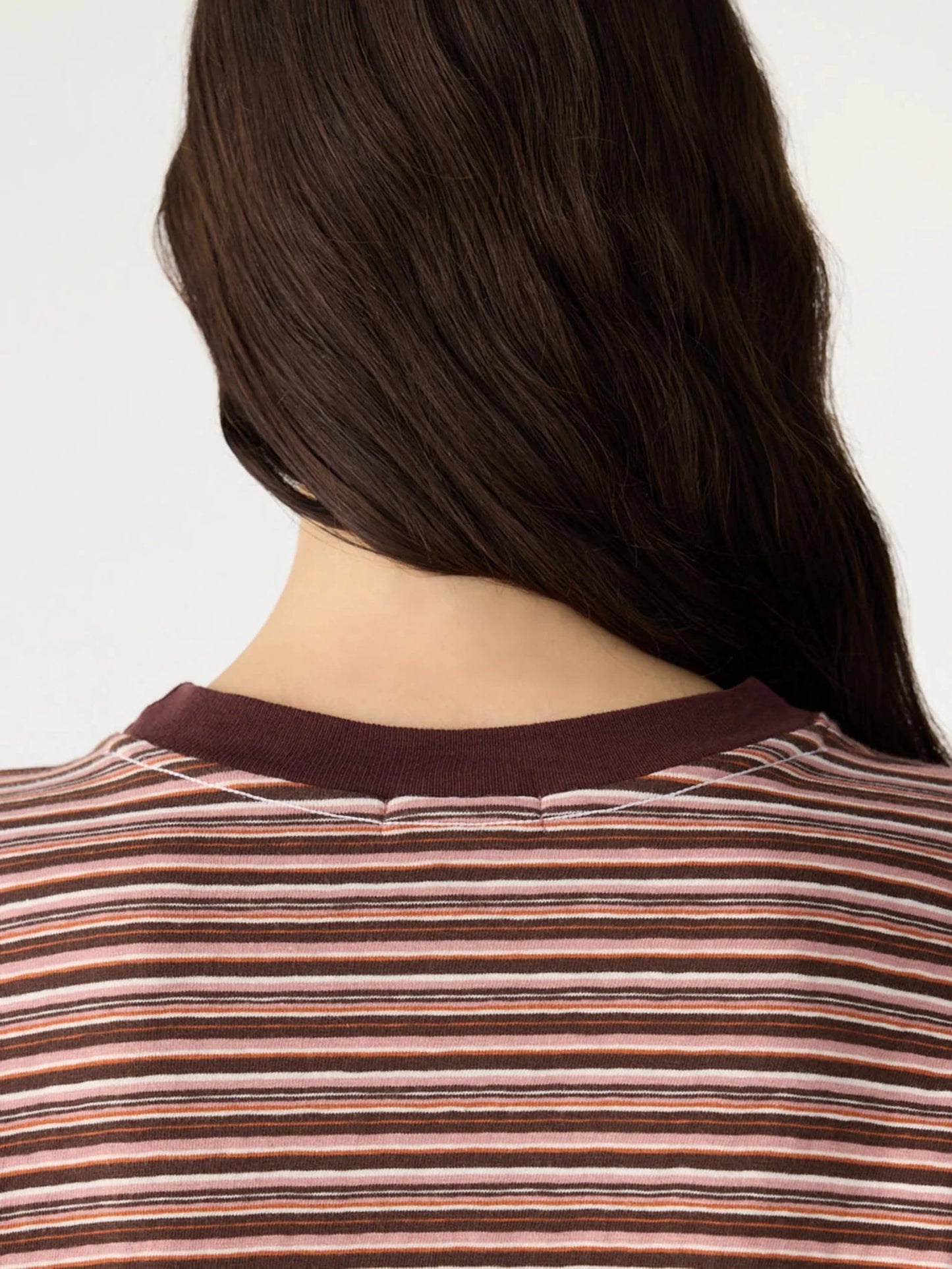 bassike | Stripe Slouch L/S T-shirt | Pink/Orange/Plum | Palm Boutique