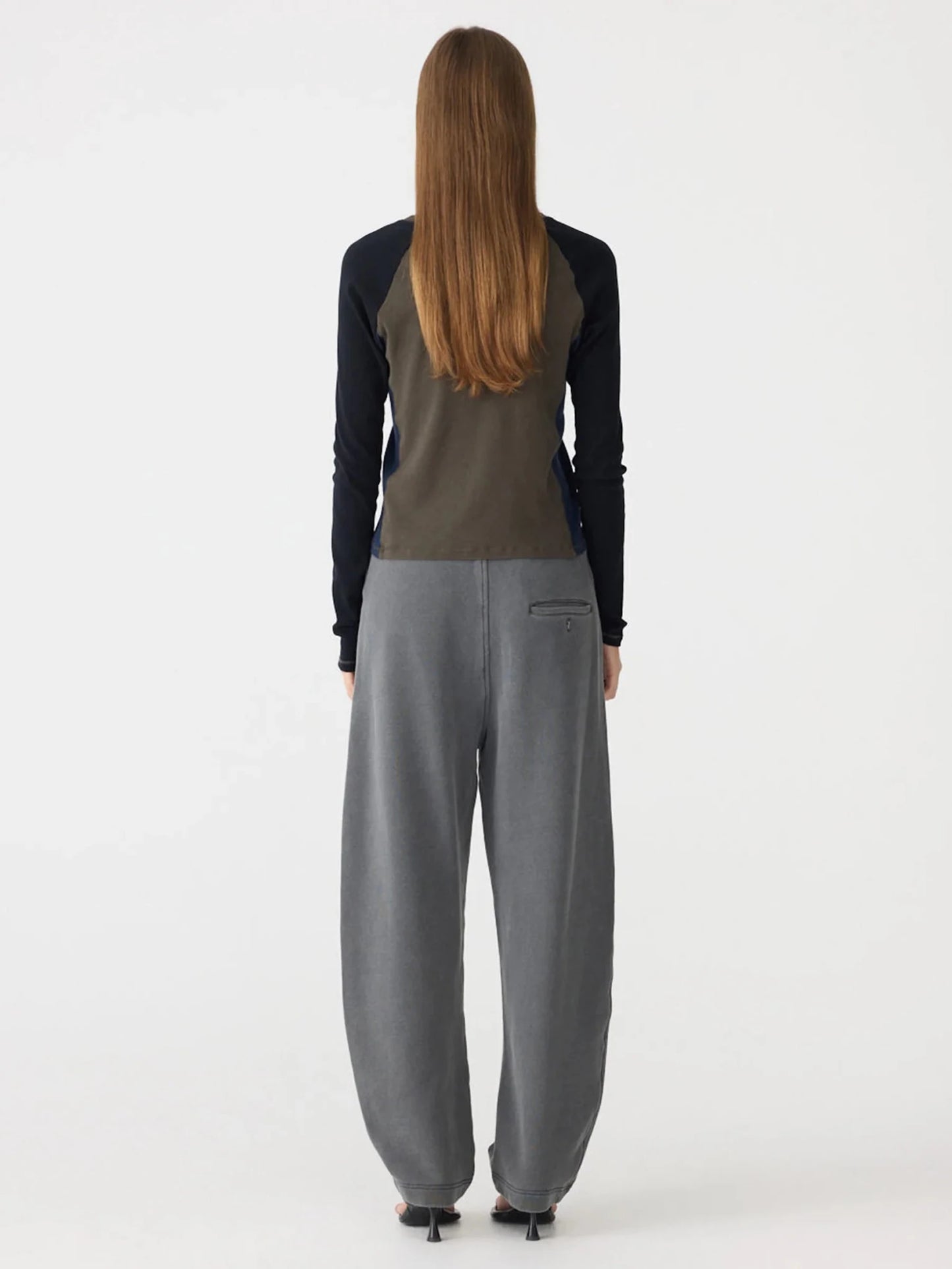 bassike | Washed Black Fleece Barrel Leg Trackpant | Palm Boutique