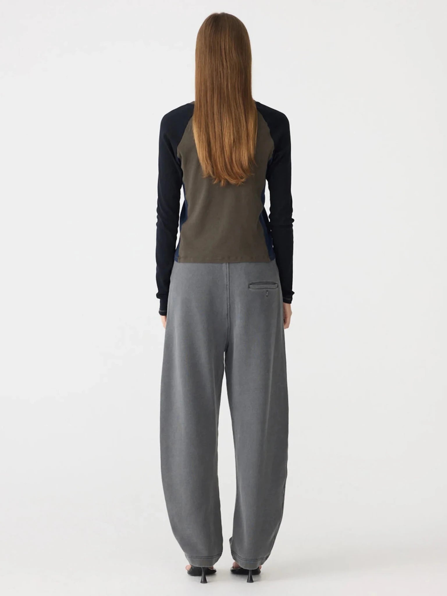 bassike | Washed Black Fleece Barrel Leg Trackpant | Palm Boutique
