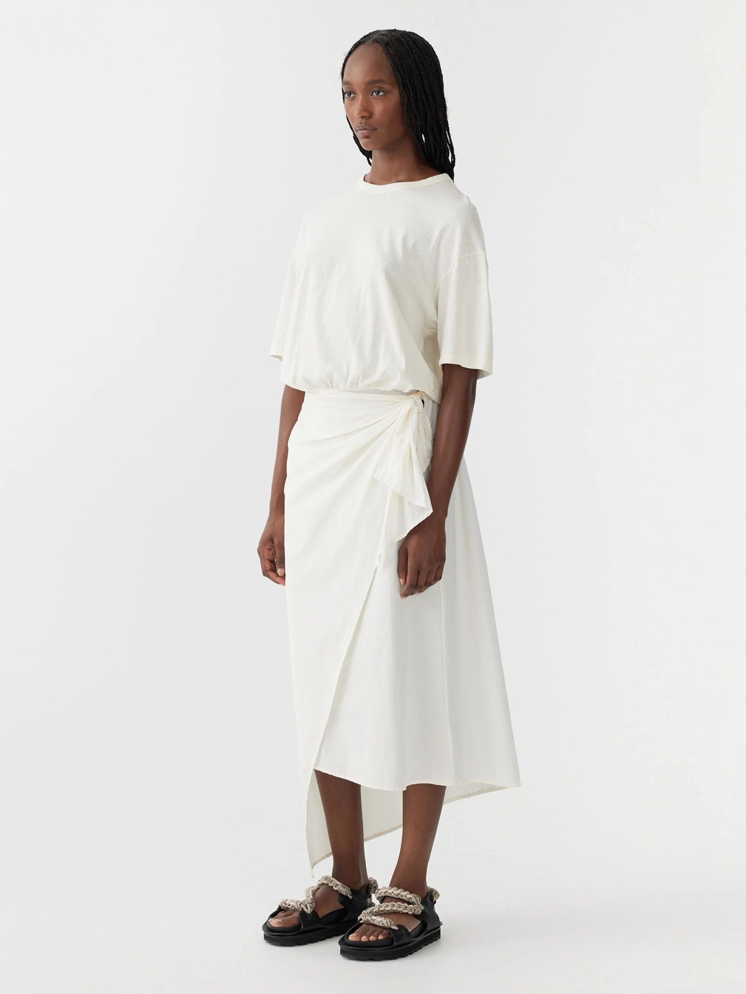 bassike | Wrap Detail S/S Dress | Off White | Palm Boutique