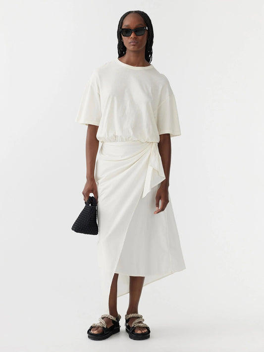 bassike | Wrap Detail S/S Dress | Off White | Palm Boutique
