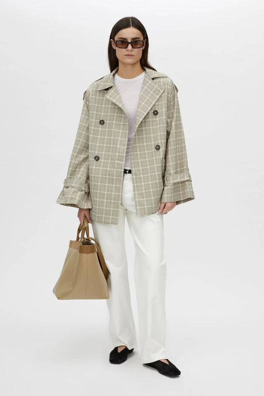Camilla and Marc | Kinetic Tattersal Trench | Taupe Check | Palm Boutique