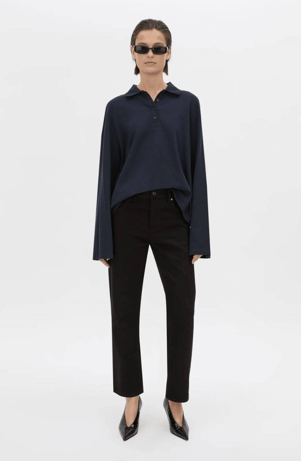 Camilla and Marc | Moreno Long Sleeve Polo Top | Navy | Palm Boutique