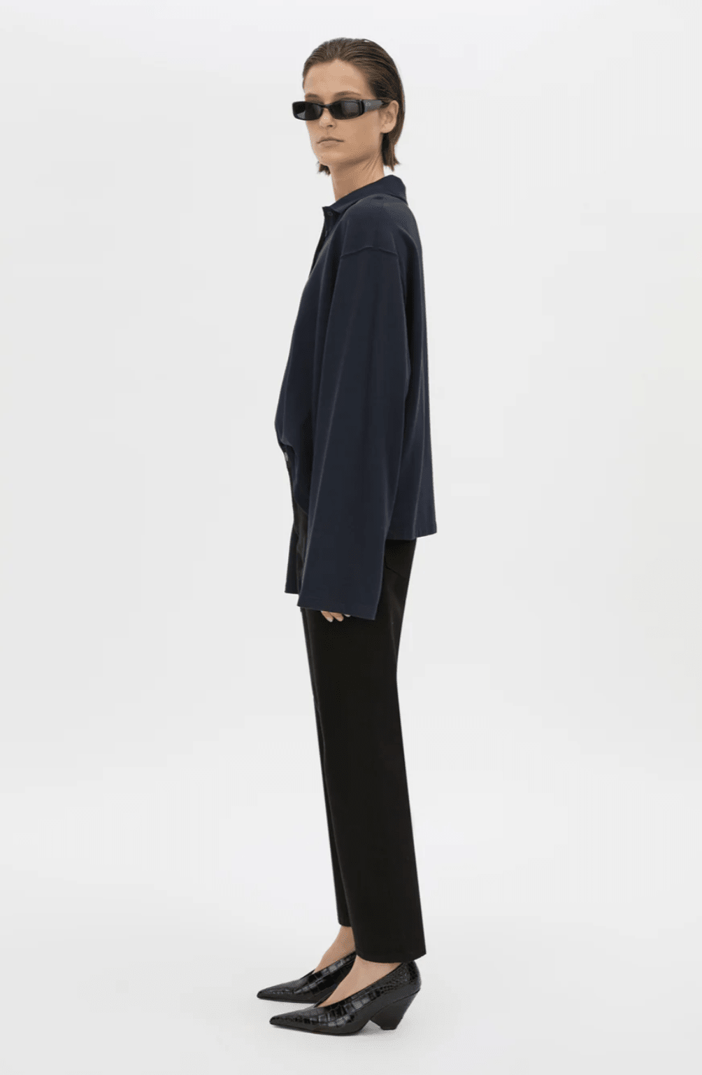 Camilla and Marc | Moreno Long Sleeve Polo Top | Navy | Palm Boutique