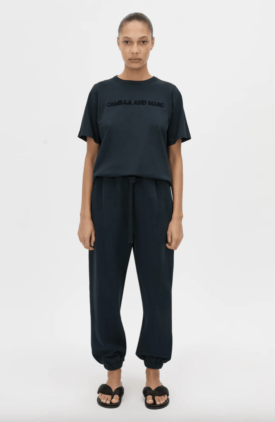 Camilla and Marc | Tia Flocking Logo Tee | Deep Ink | Palm Boutique