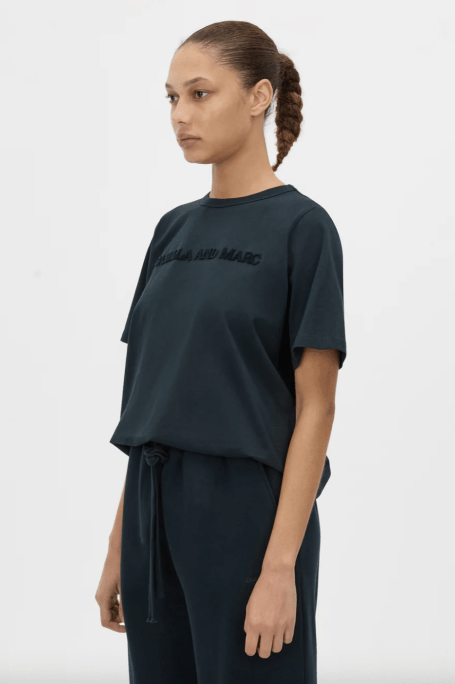 Camilla and Marc | Tia Flocking Logo Tee | Deep Ink | Palm Boutique