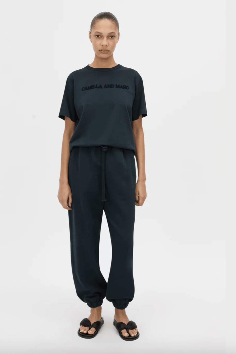 Camilla and Marc | Tia Flocking Logo Tee | Deep Ink | Palm Boutique