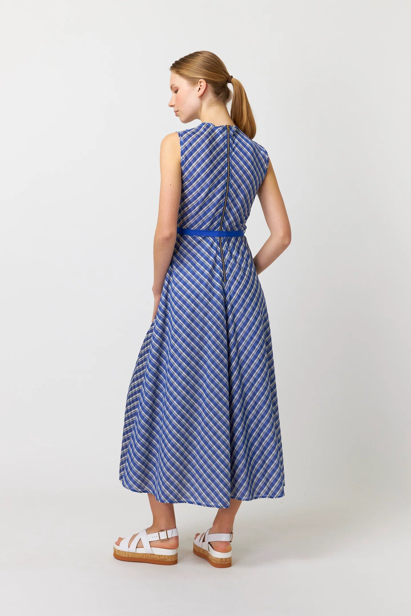 Checked Dress | Blue Ivory