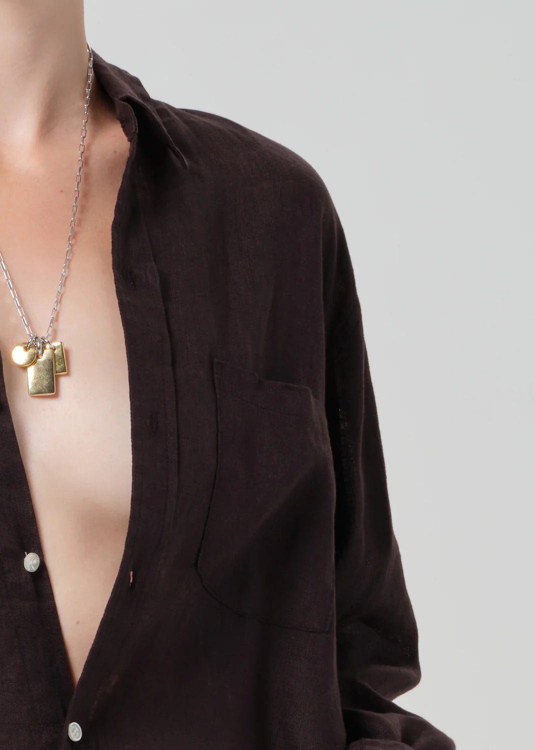 Citizens of Humanity | Kayla Shrunken Linen Shirt | Chocolate | Palm Boutique