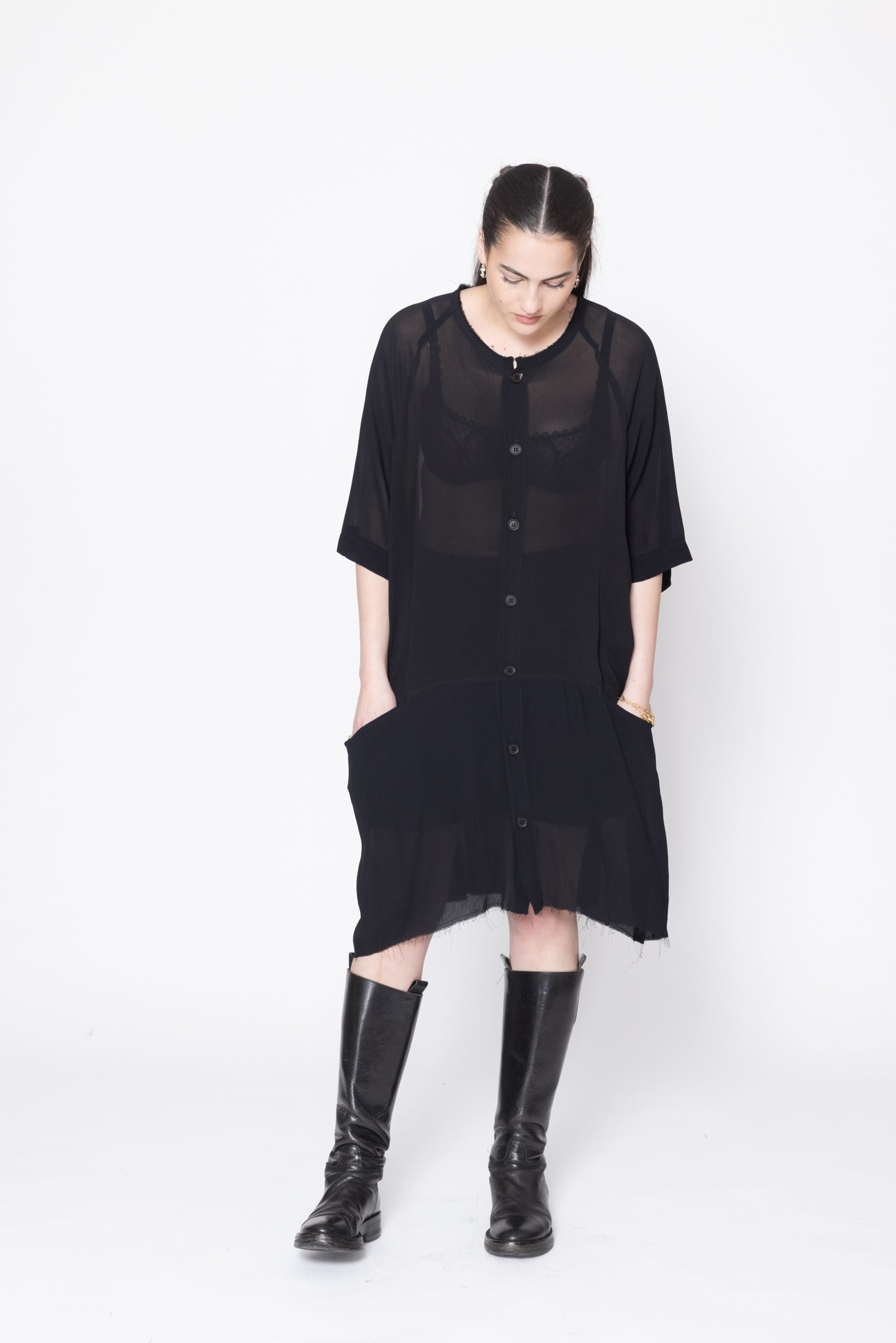 Company Of Strangers | Egos Shirtdress | Black Georgette | Palm Boutique