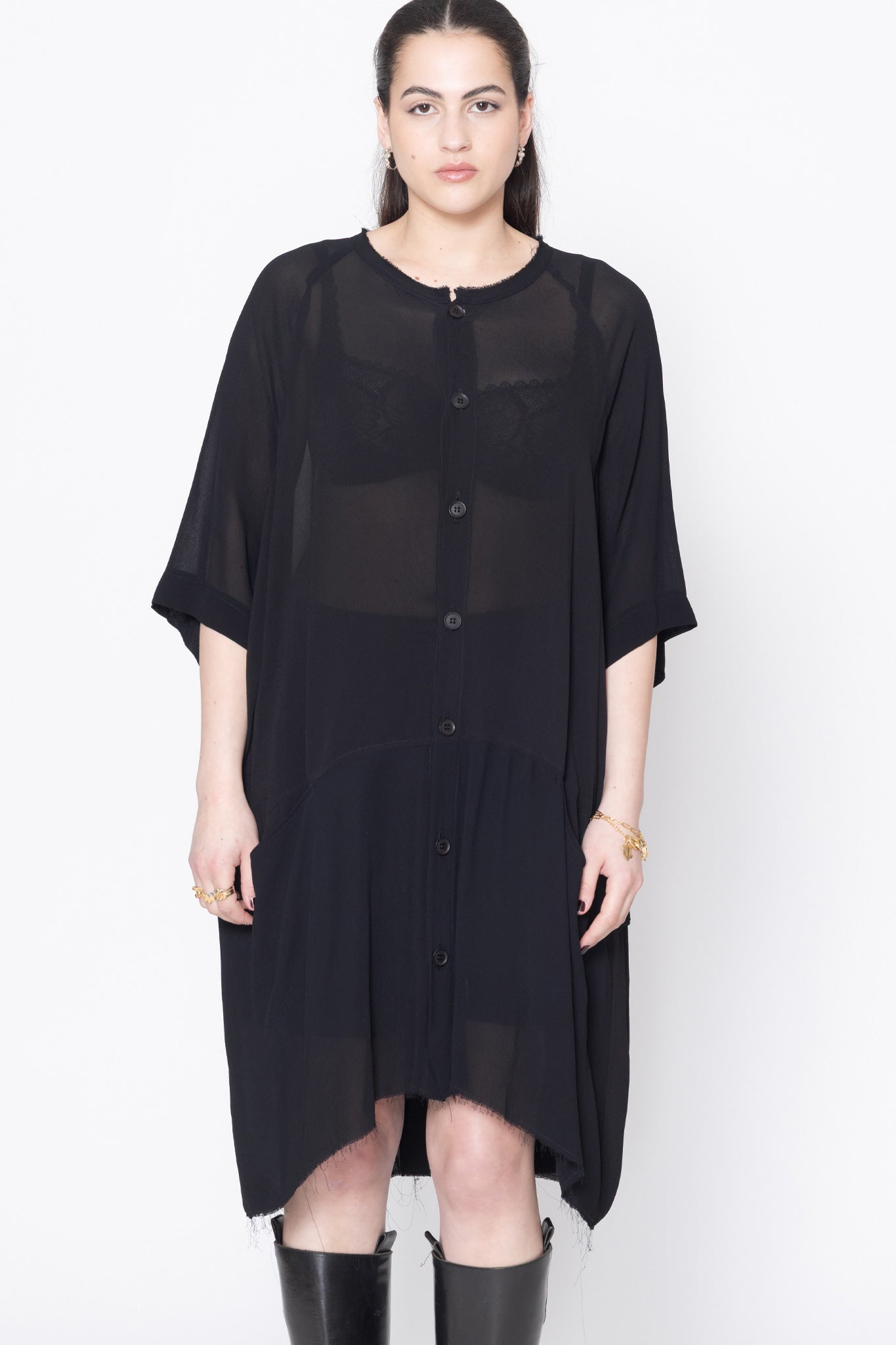 Company Of Strangers | Egos Shirtdress | Black Georgette | Palm Boutique