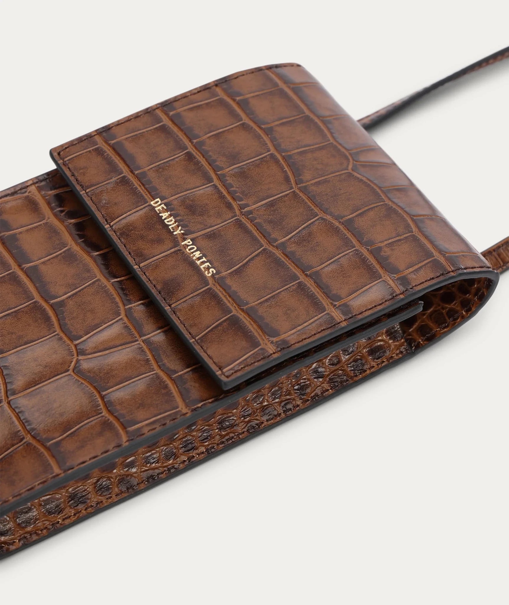 Deadly Ponies | Poucheroo Leather Strap | Toffee Croc | Palm Boutique