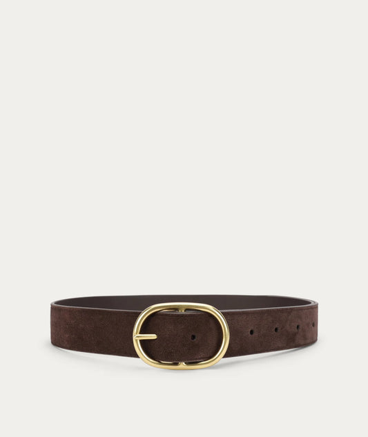 Deadly Ponies | Wide Belt Oval Buckle | Java Suede/Brass | Palm Boutique