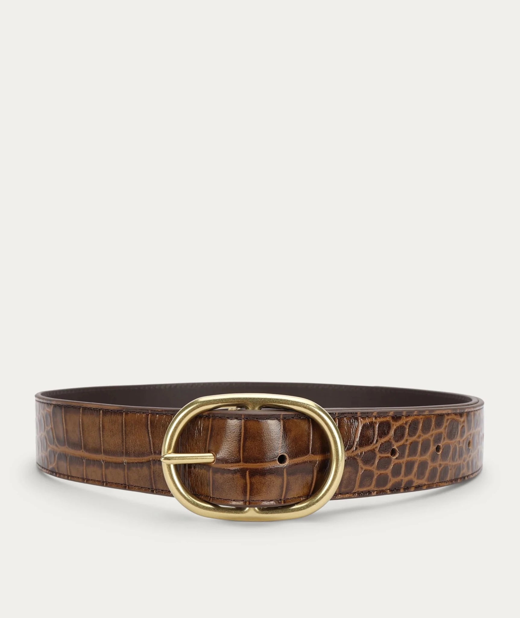 Deadly Ponies | Wide Belt Oval Buckle | Toffee Croc | Palm Boutique