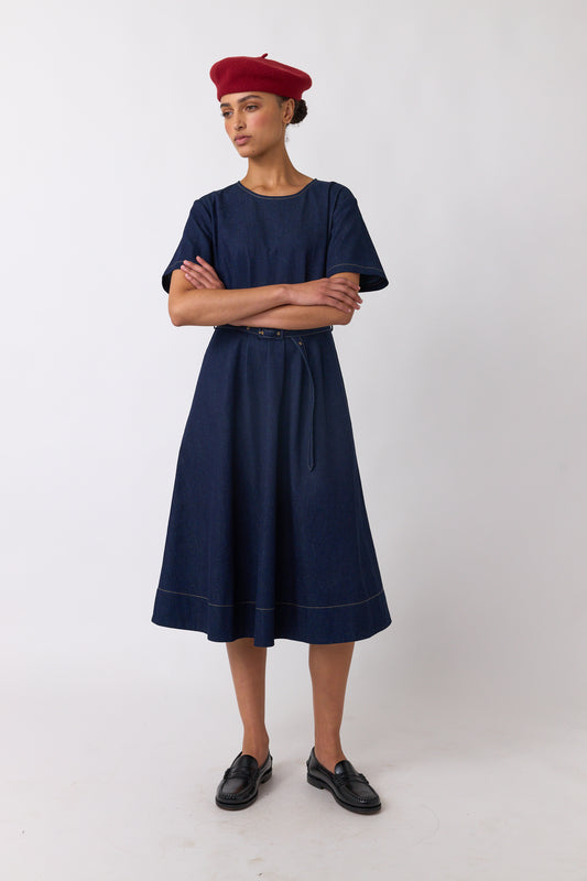 Denim Sculpt Dress | Indigo