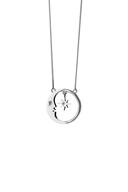 Eclipse Moon & Star Necklace | Stirling Silver