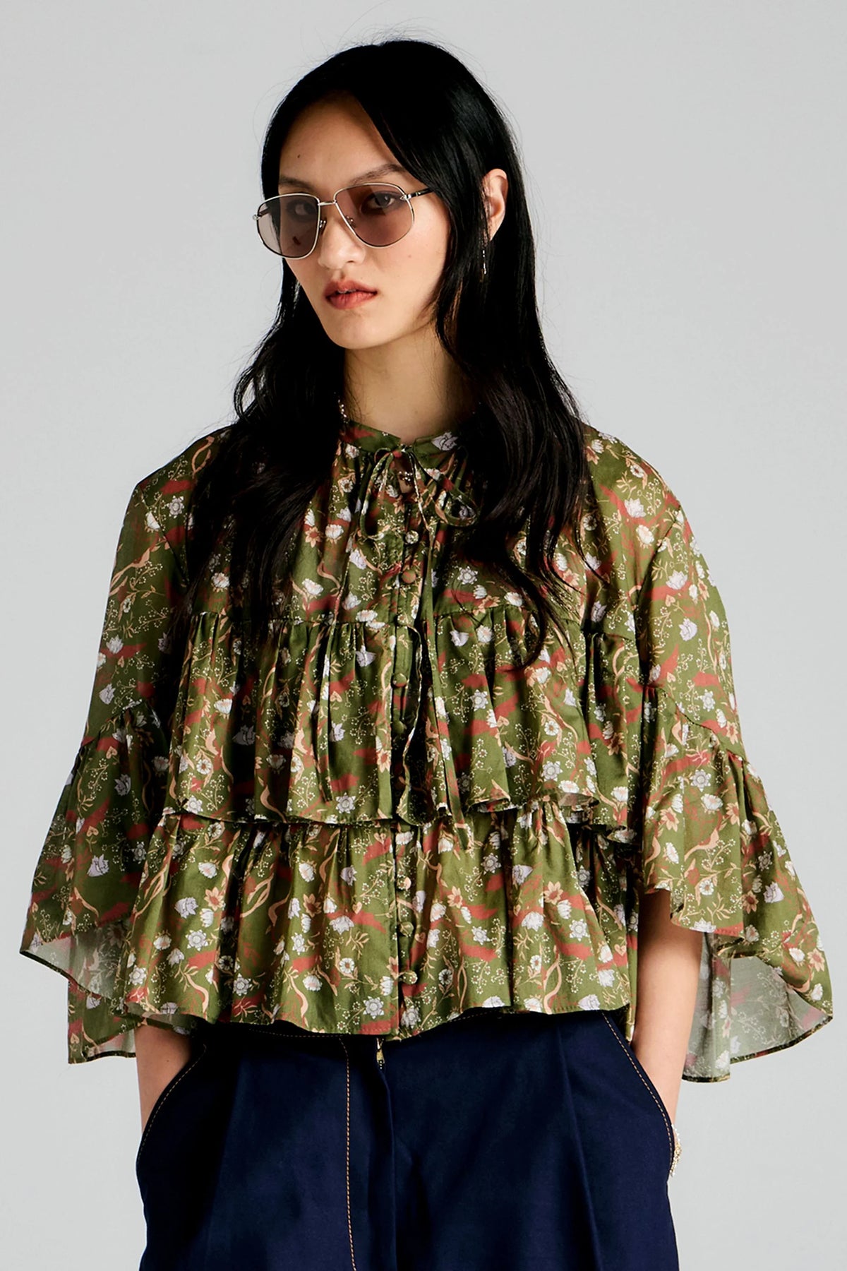 Fleur Blouse | Olive Multi