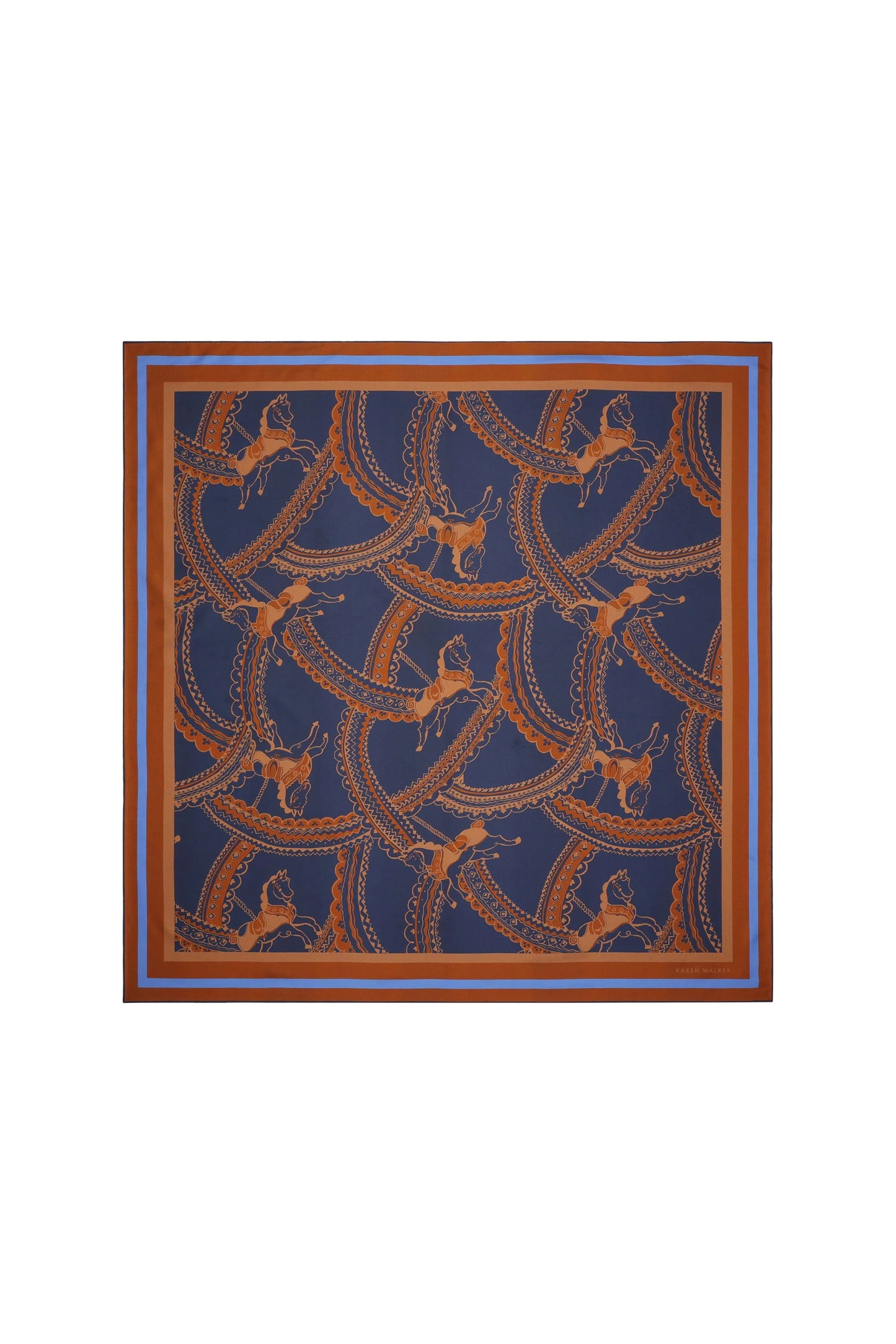 Carousel Classic Silk Scarf | Navy Multi