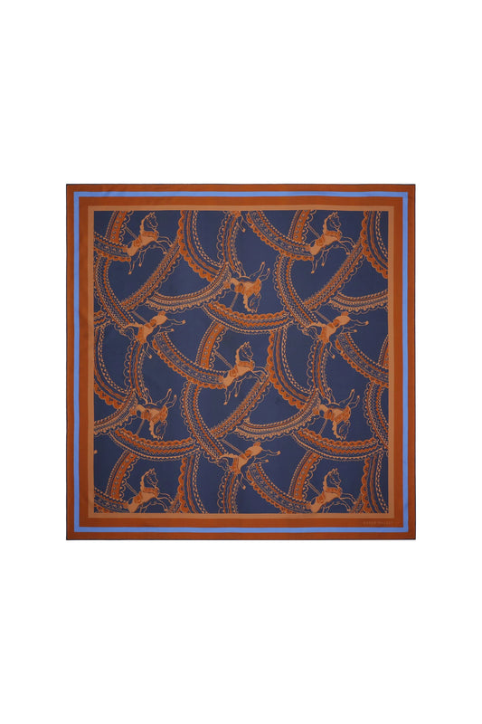 Carousel Classic Silk Scarf | Navy Multi