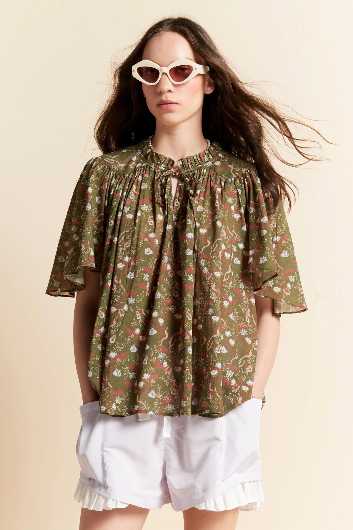 Agnes Blouse | Olive Multi