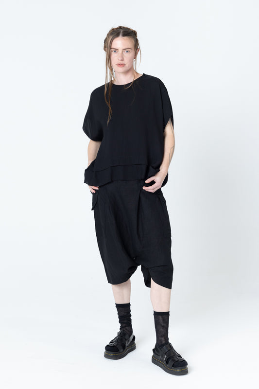 Fold Tank | Black Seersucker