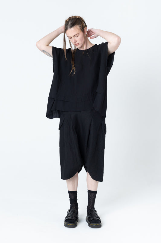 Fold Tank | Black Seersucker