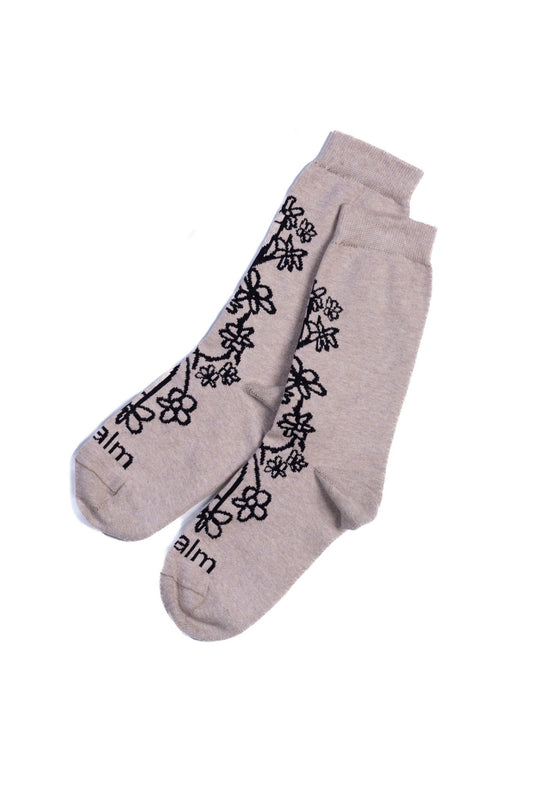 JPALM | Floral Crew Sock | Fawn/Black | Palm Boutique