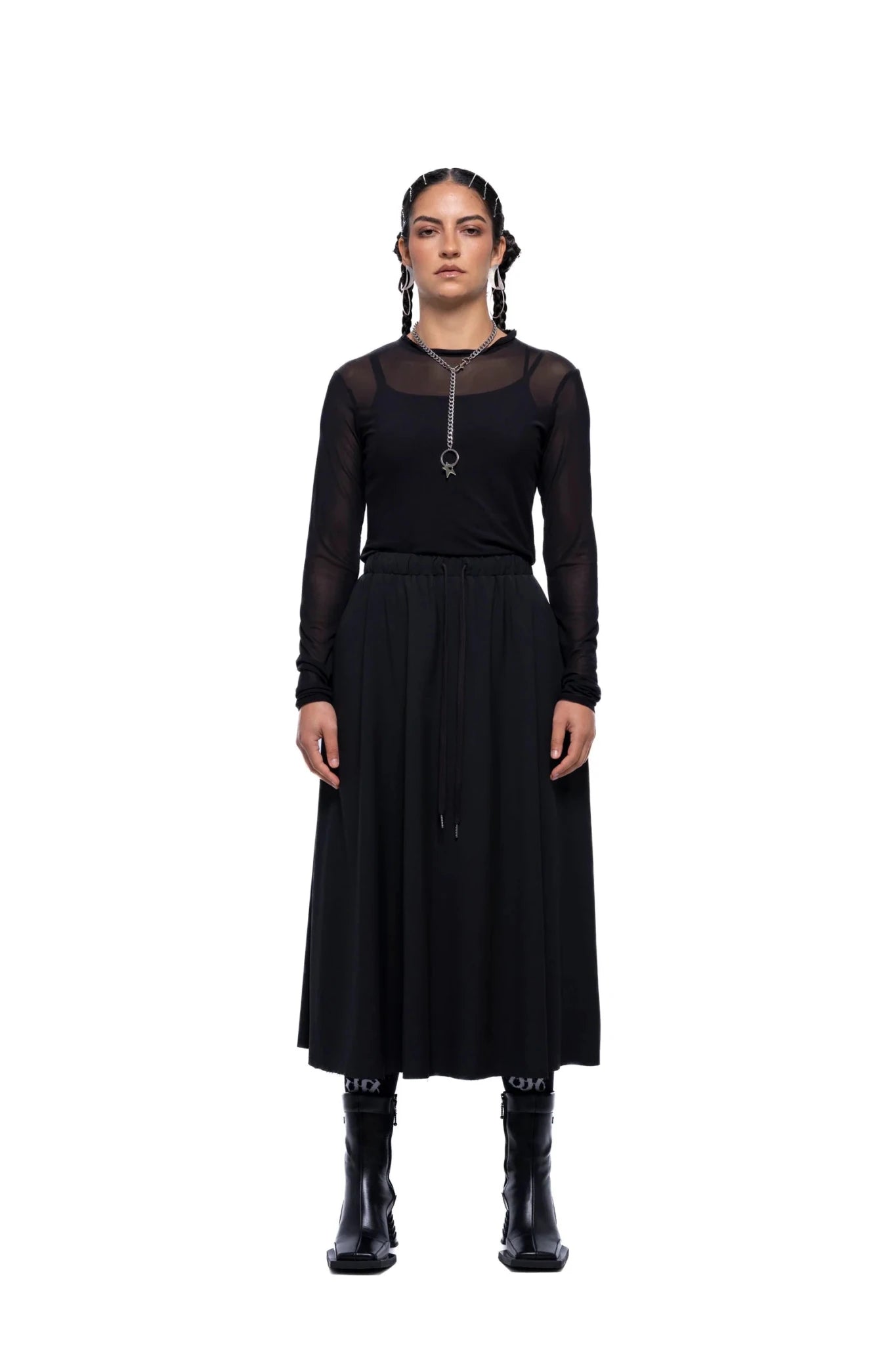 JPALM | Service Skirt Long | Black Suiting | Palm Boutique