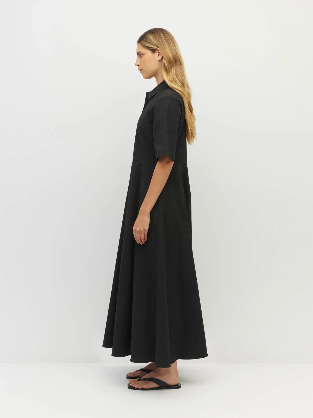 Juliette Hogan | Delphi Dress (Thread Line Cotton) Black Linear | Palm Boutique