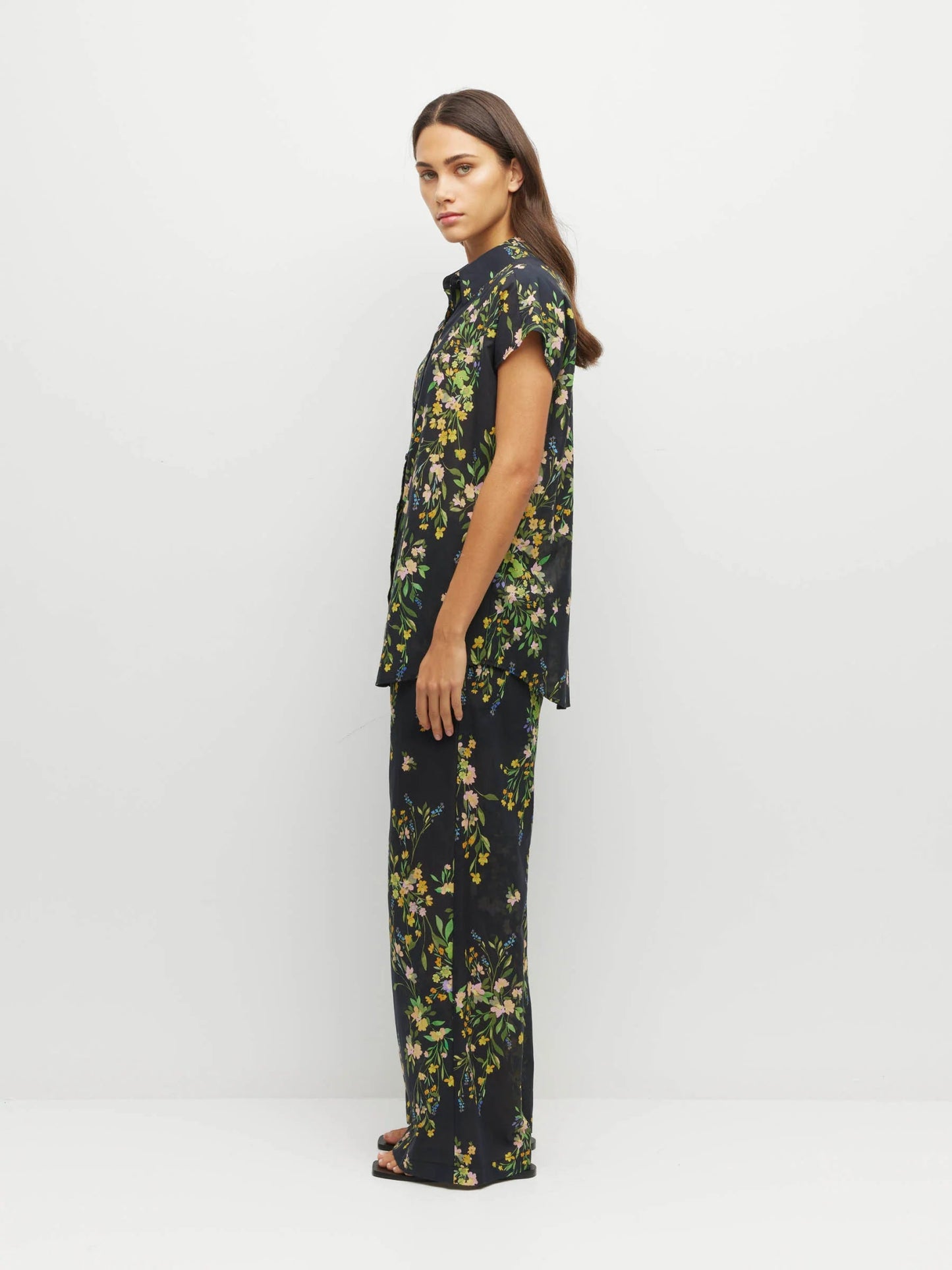 Juliette Hogan | Eleanor Shirt | (Dark Garland Cotton) Painted Petals | Palm Boutique