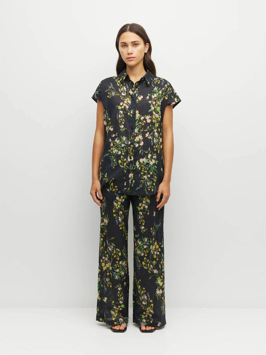 Juliette Hogan | Eleanor Shirt | (Dark Garland Cotton) Painted Petals | Palm Boutique