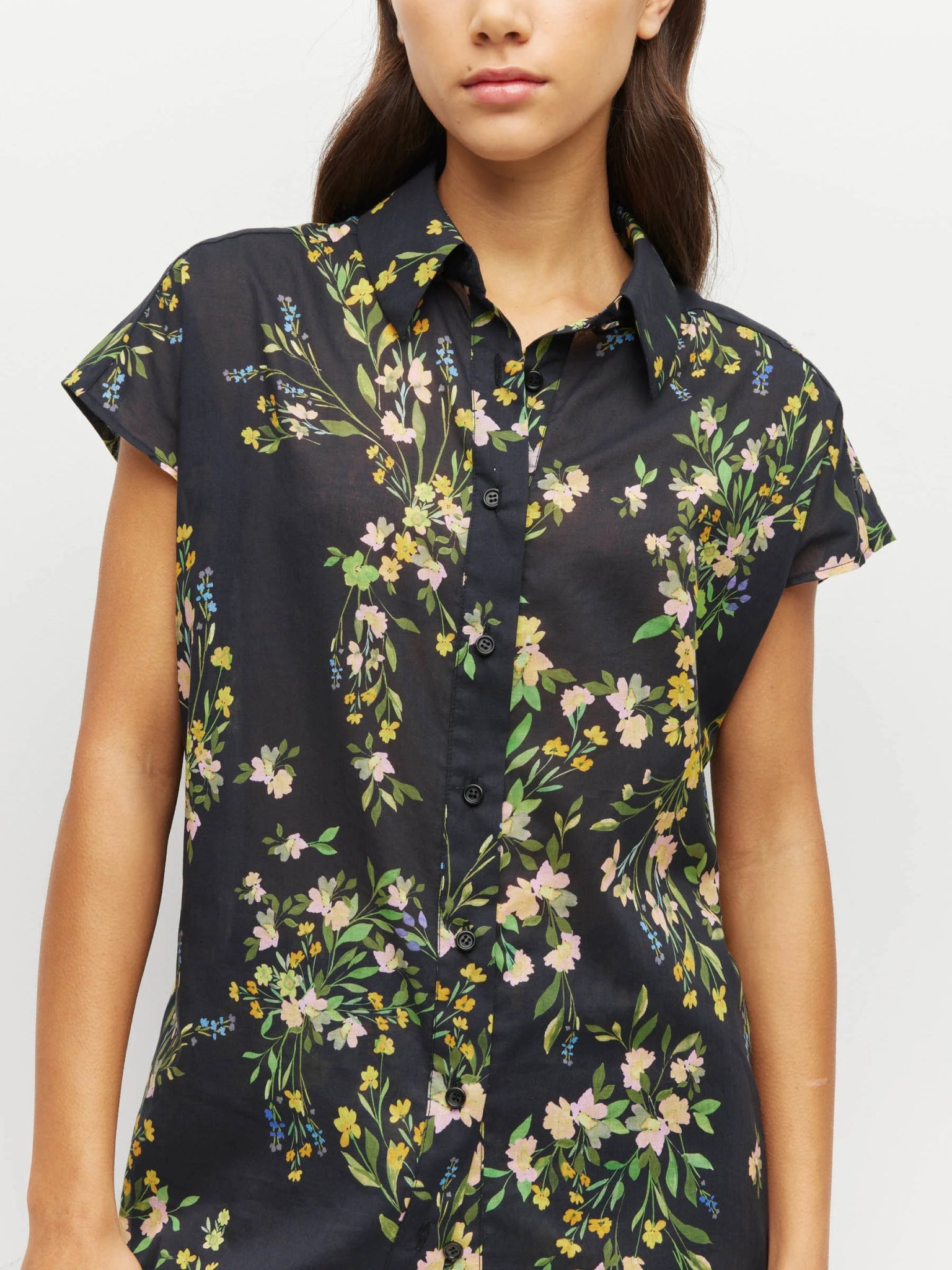 Juliette Hogan | Eleanor Shirt | (Dark Garland Cotton) Painted Petals | Palm Boutique