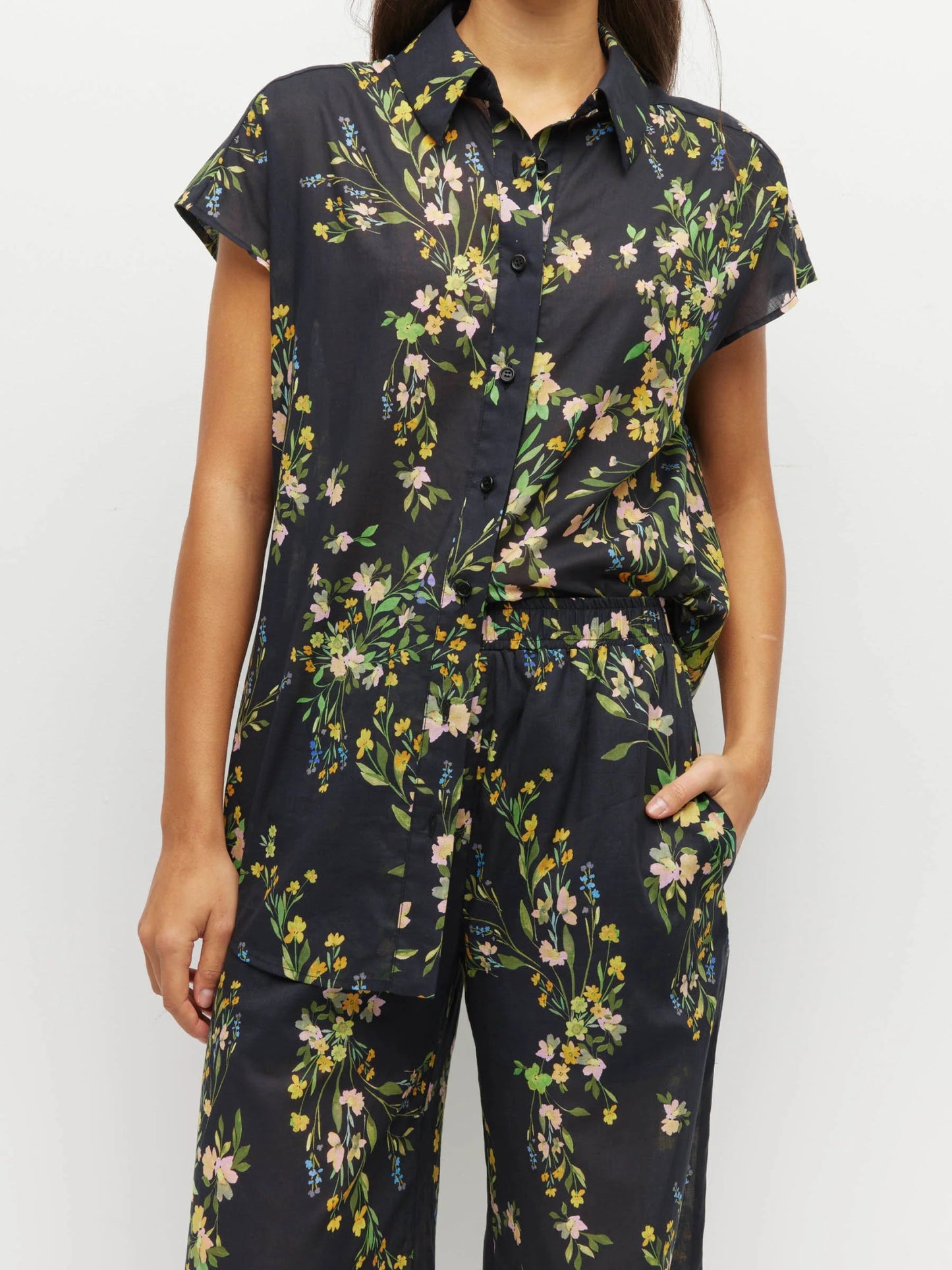 Juliette Hogan | Eleanor Shirt | (Dark Garland Cotton) Painted Petals | Palm Boutique