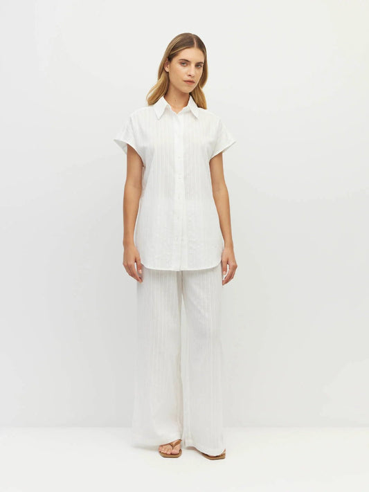 Juliette Hogan | Eleanor Shirt (Soft Stripe Broderie) | White | Palm Boutique