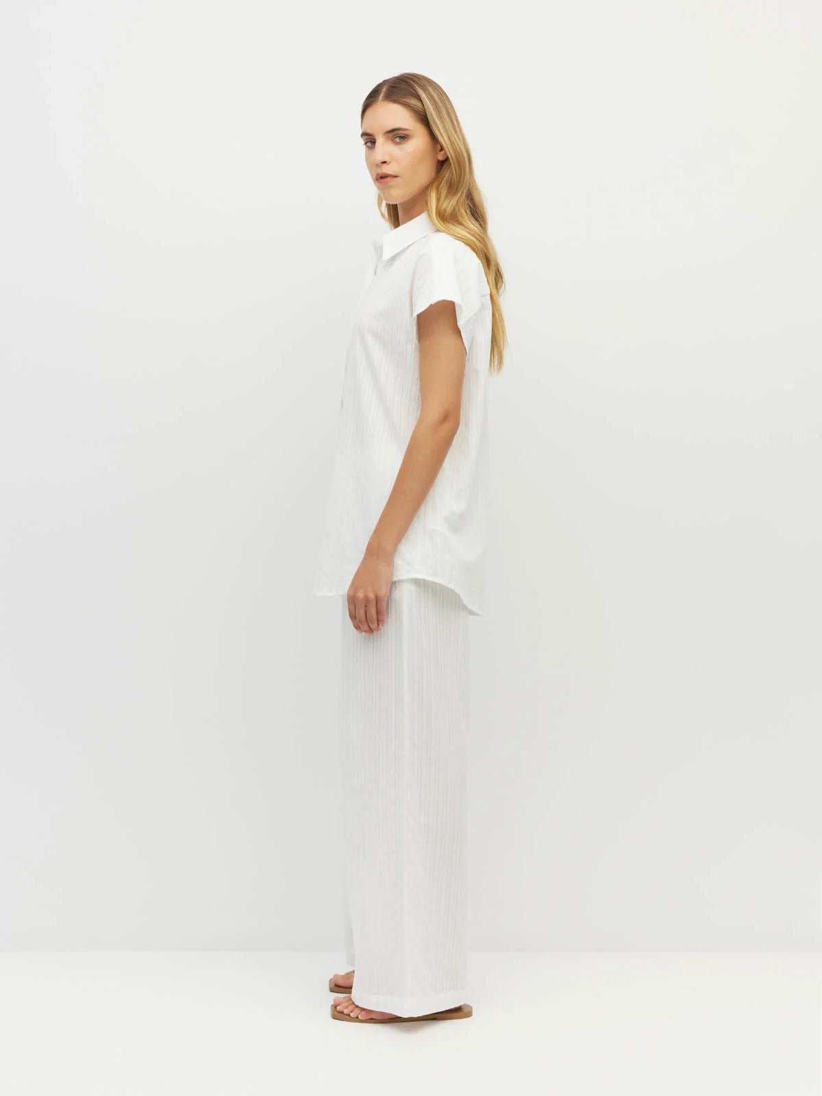 Juliette Hogan | Eleanor Shirt (Soft Stripe Broderie) | White | Palm Boutique
