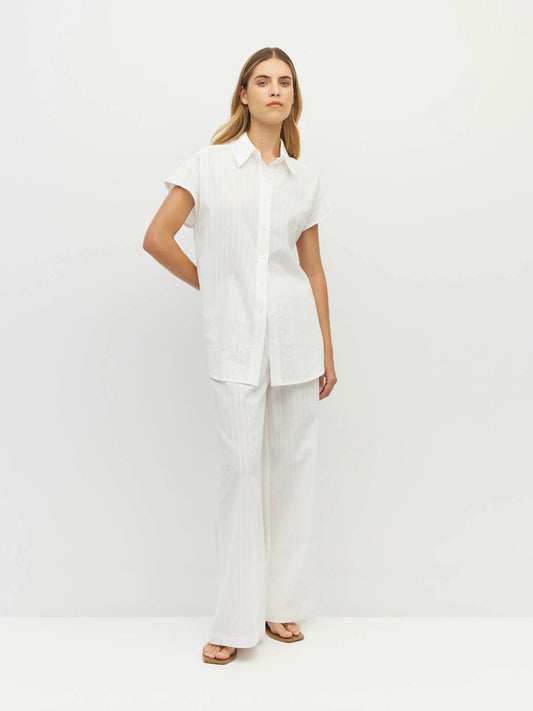 Juliette Hogan | Eleanor Shirt (Soft Stripe Broderie) | White | Palm Boutique