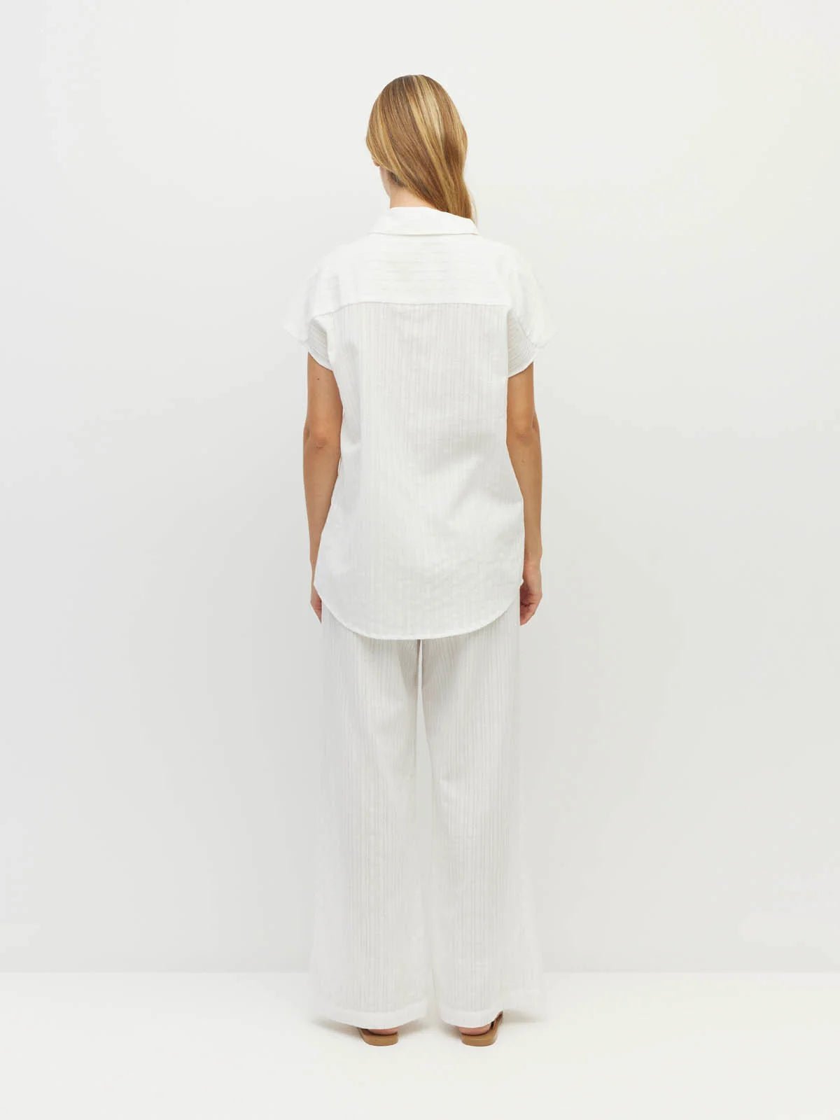Juliette Hogan | Eleanor Shirt (Soft Stripe Broderie) | White | Palm Boutique