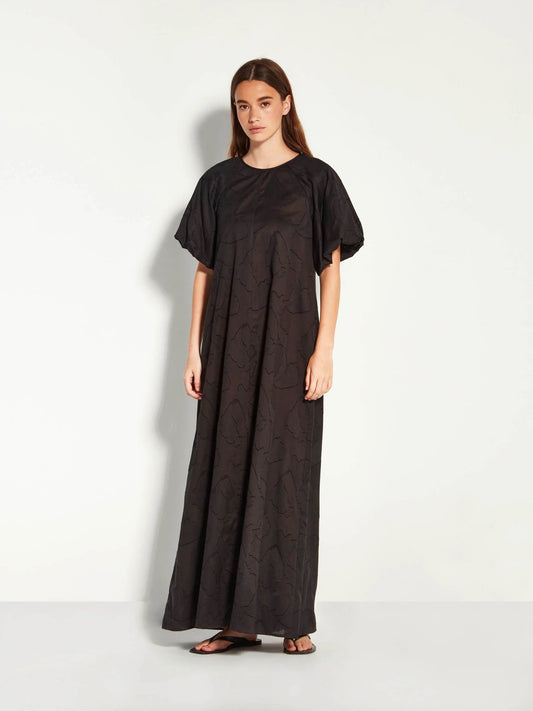 Juliette Hogan | Emmy Dress (Floral Cotton Jacquard) | Black | Palm Boutique