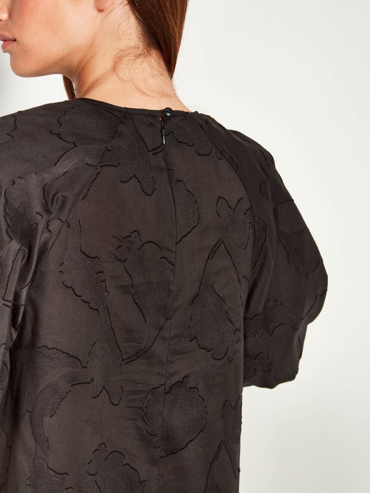 Juliette Hogan | Emmy Dress (Floral Cotton Jacquard) | Black | Palm Boutique