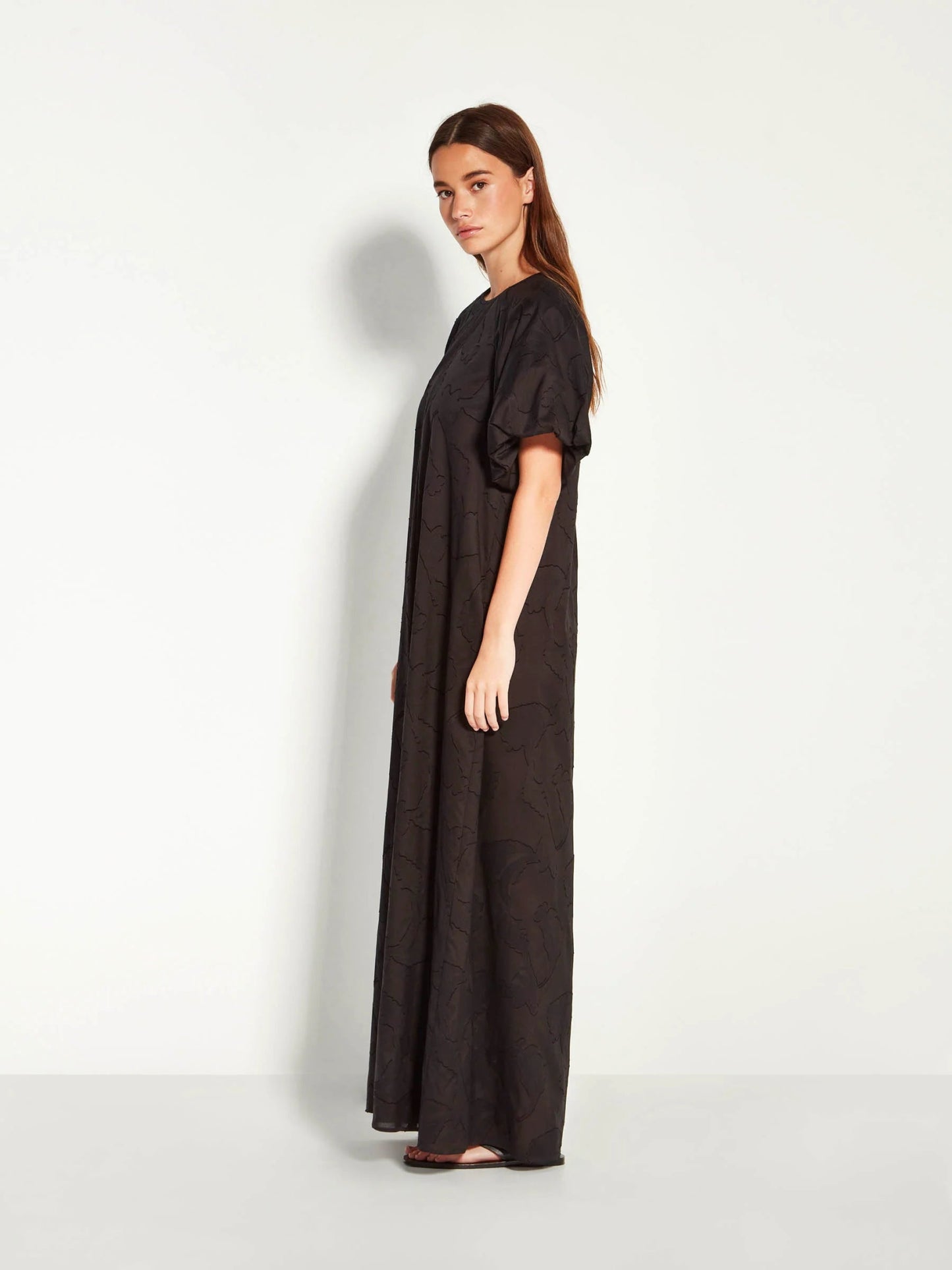 Juliette Hogan | Emmy Dress (Floral Cotton Jacquard) | Black | Palm Boutique