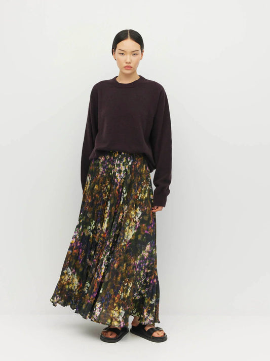 Juliette Hogan | Evelyn Pleat Skirt (Midnight Meadow) | Firefly Floral | Palm Boutique