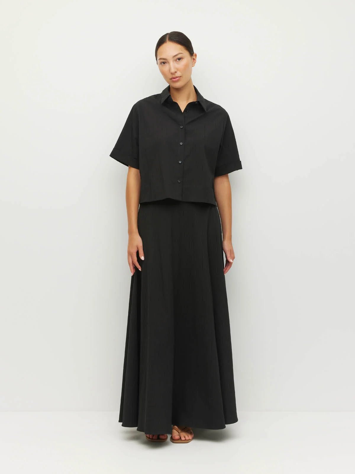 Juliette Hogan | Everly Shirt (Thread Line Cotton) Black Linear | Palm Boutique