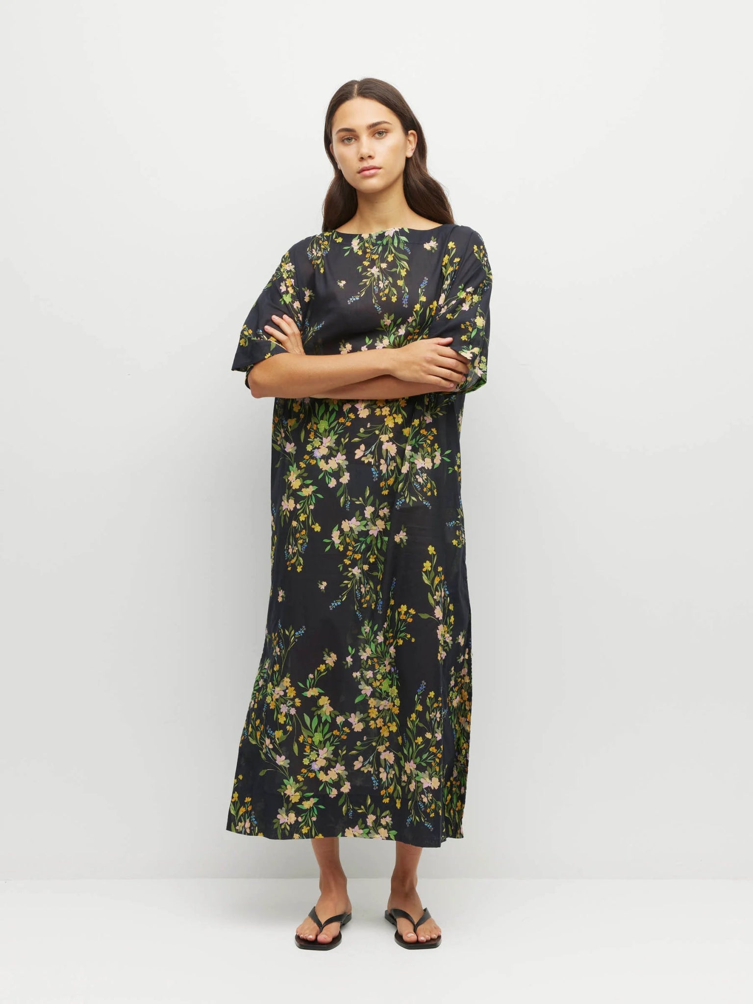 Juliette Hogan | Kiko Dress | (Dark Garland Cotton) Painted Petals | Palm Boutique