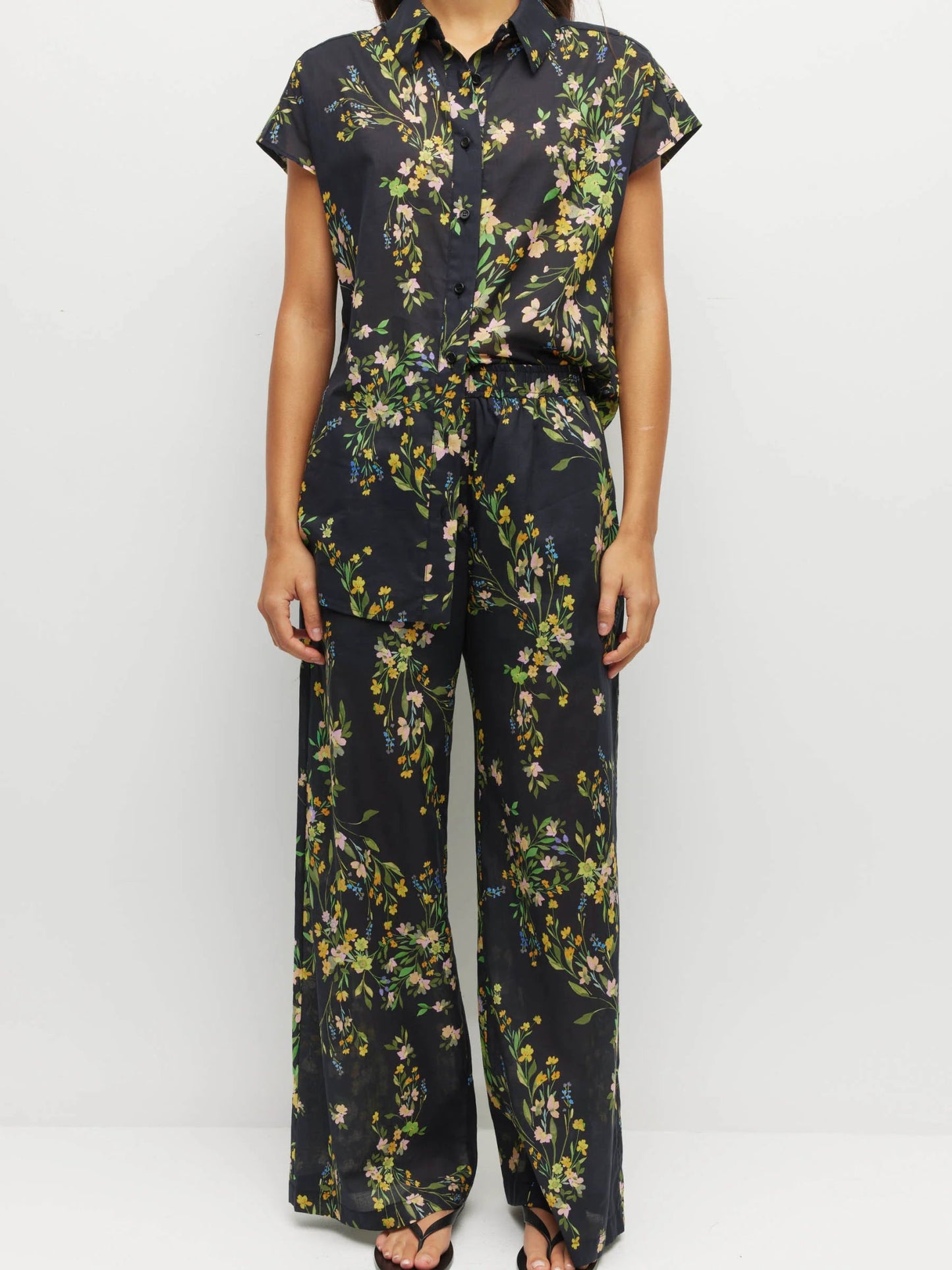 Juliette Hogan | Koa Trouser | (Dark Garland Cotton) Painted Petals | Palm Boutique