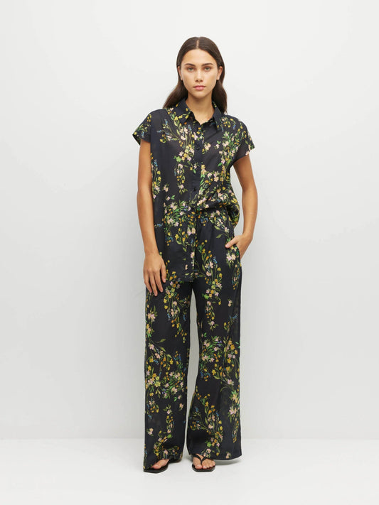 Juliette Hogan | Koa Trouser | (Dark Garland Cotton) Painted Petals | Palm Boutique